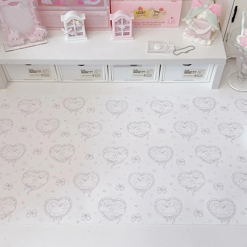 Mouse Pad Blank Sublimation - Kawaii Pink Rabbit PU Leather Desk