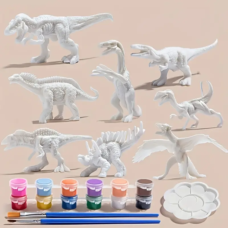 6pcs/8pcs, DIY Coloring Dinosa - مراجعة Puzzle Blank White وسعره