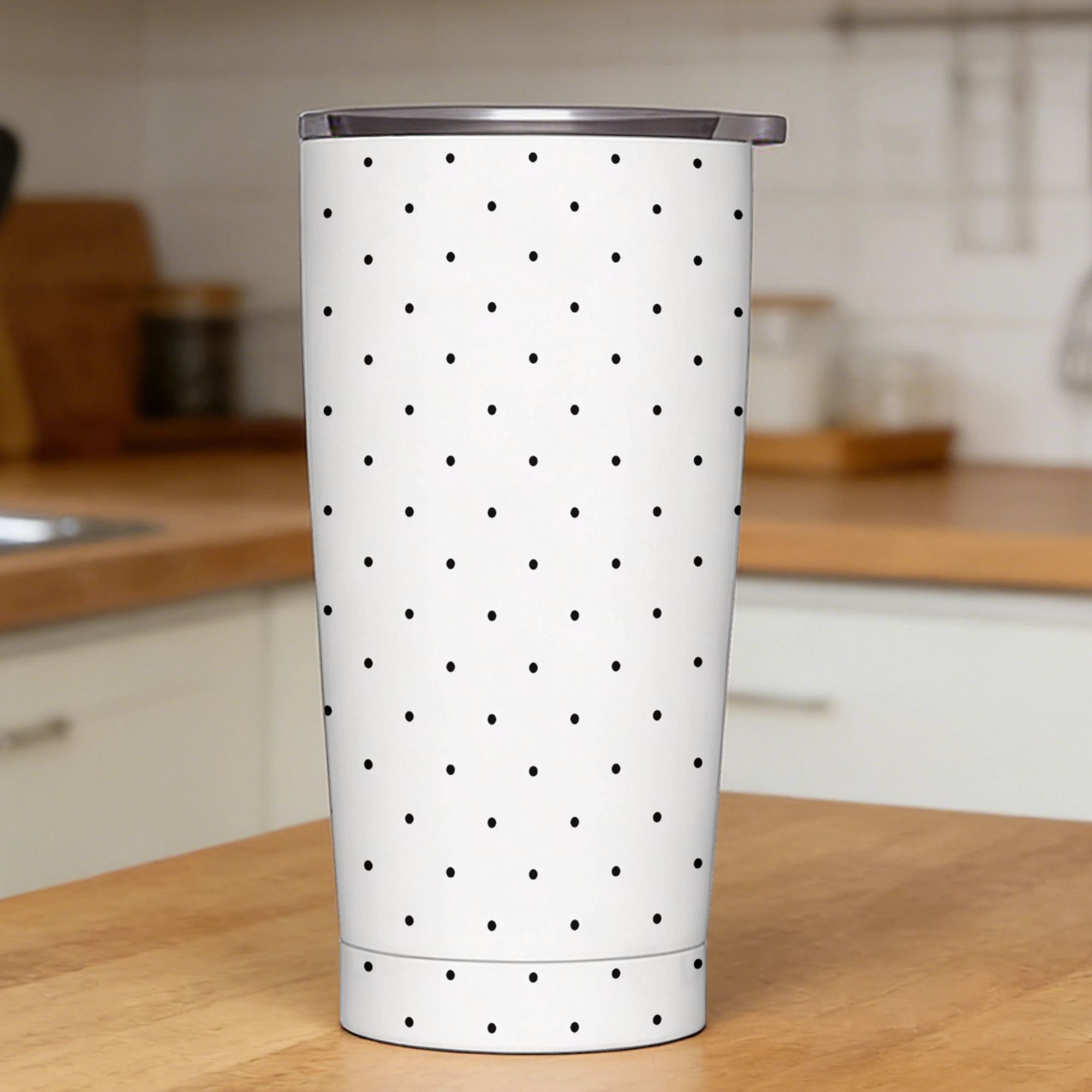 Black & White Polka Dot Patter - مراجعة Tumbler 20Oz White وسعره
