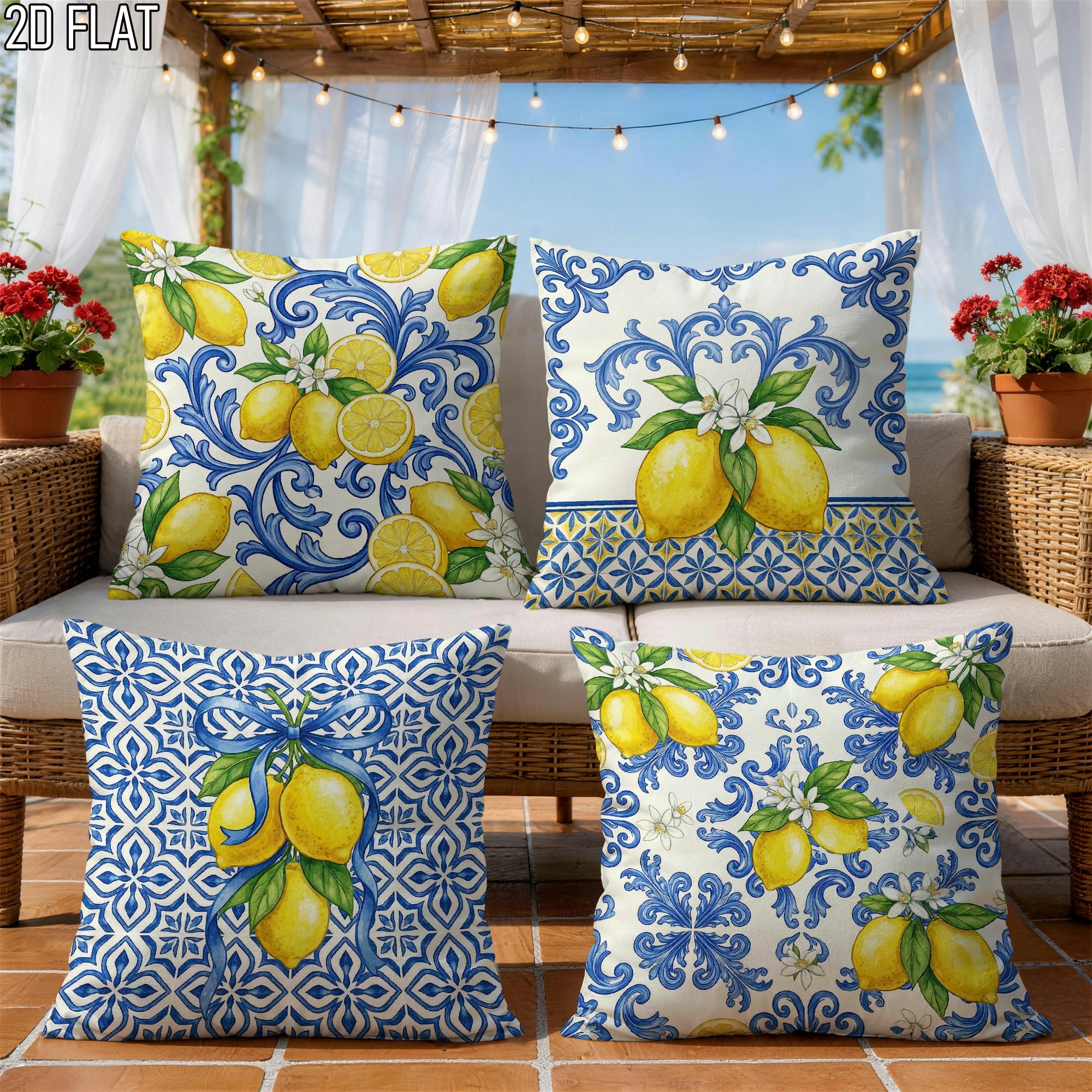 4Pcs Italian Summer Style Thro - مراجعة Ceramic Tile Blank وسعره