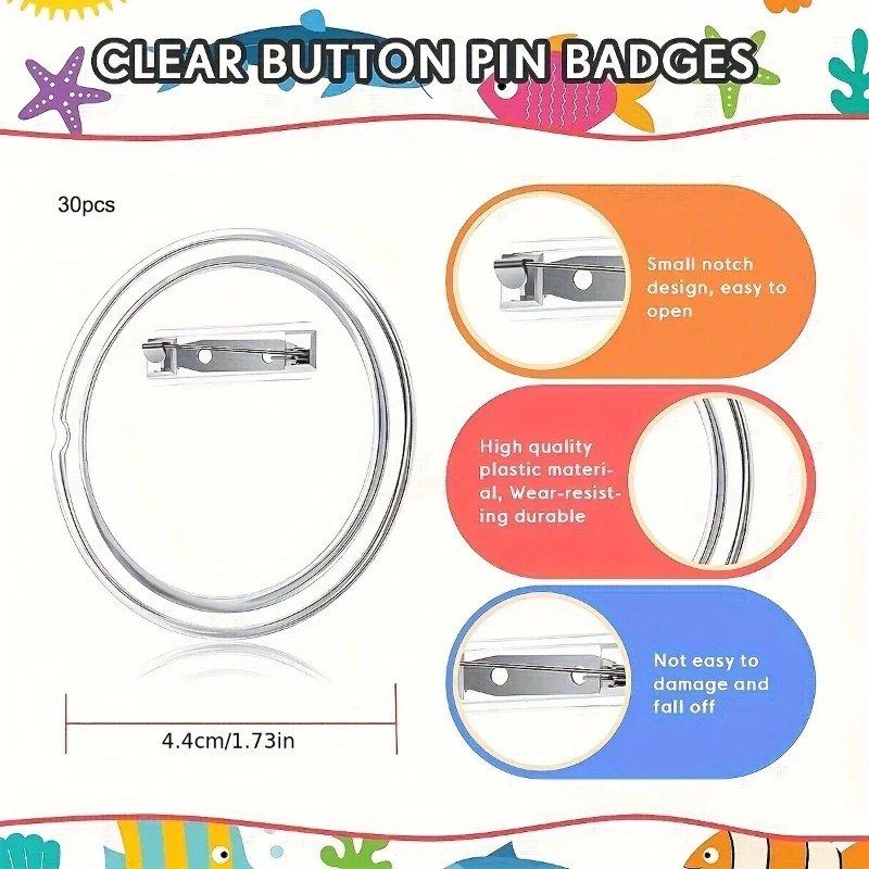 30pcs acrylic blank badge pin  - مراجعة Button Badge Blank وسعره