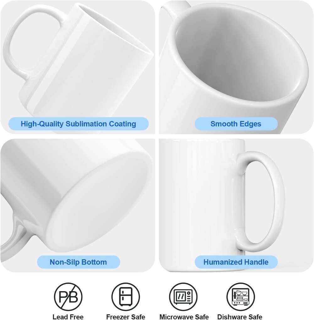11 oz White Ceramic Sublimatio - مراجعة Sublimation Mug White وسعره