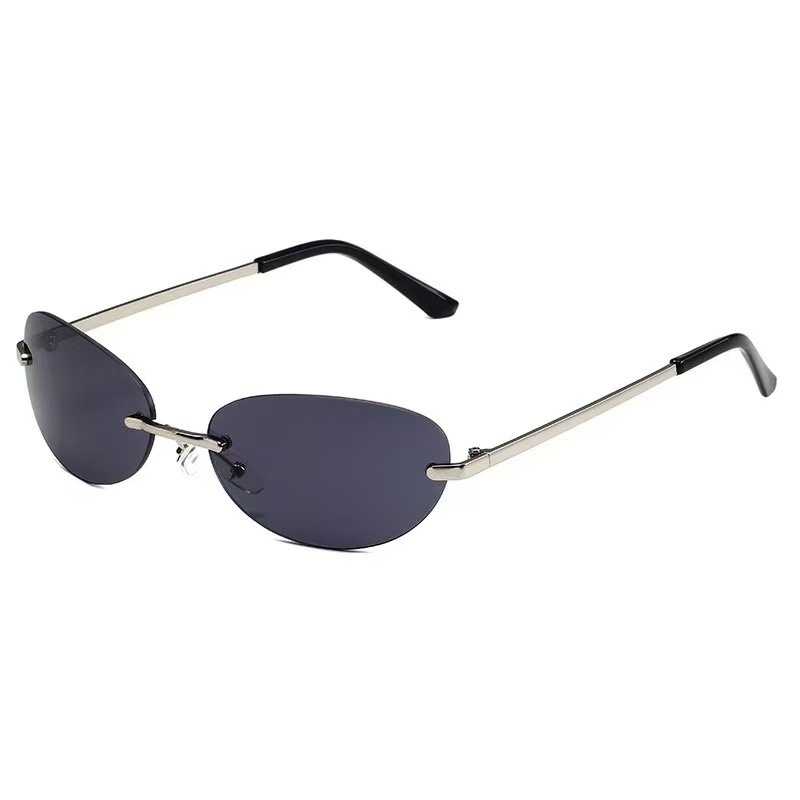 Rimless Oval Sunglasses Women  - مراجعة Metal Photo Panel وسعره