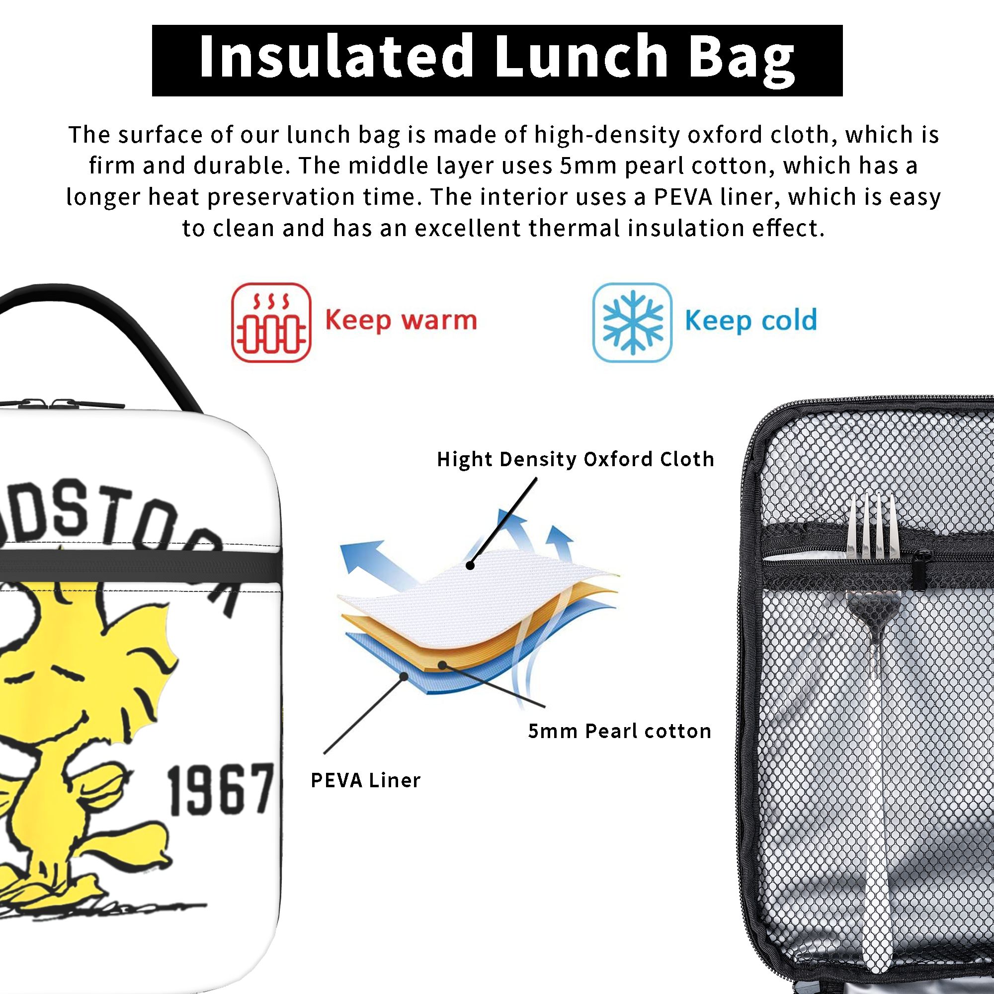Peanuts Woodstock Snoopy Insul - مراجعة Tote Bag Sublimation وسعره