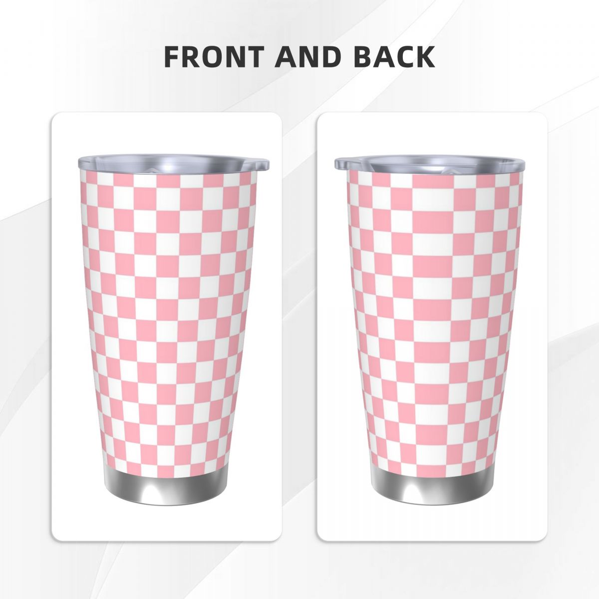 Pink White Checkerboard Patter - مراجعة Tumbler 20Oz White وسعره