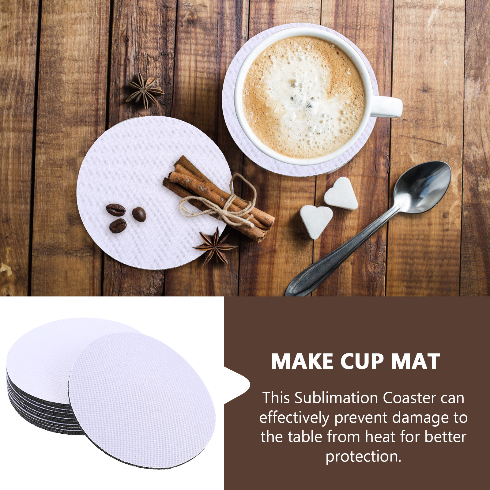 10Pcs Blank Heat Transfer Coas - مراجعة Coaster Sublimation Blank وسعره