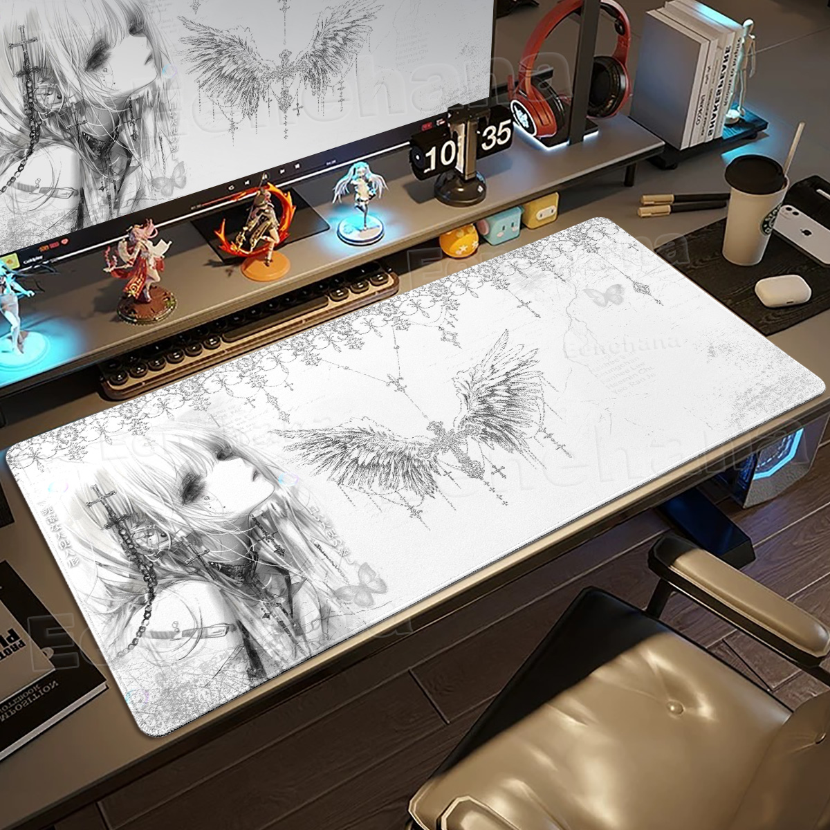 Black White Angel Mouse Pad La - مراجعة Mouse Pad Blank Sublimation وسعره