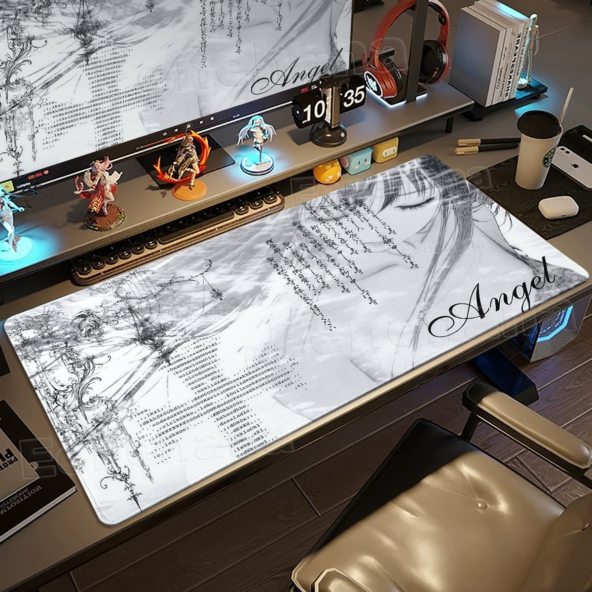 Black White Angel Mouse Pad La - مراجعة Mouse Pad Blank Sublimation وسعره