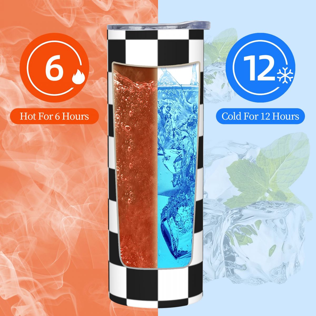 Black And White Checkerboard S - مراجعة Tumbler 20Oz White وسعره