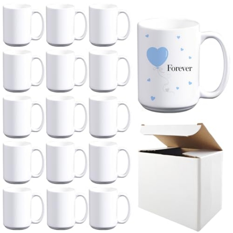 15 PACK 15 oz sublimation mugs - مراجعة Sublimation Mug White وسعره