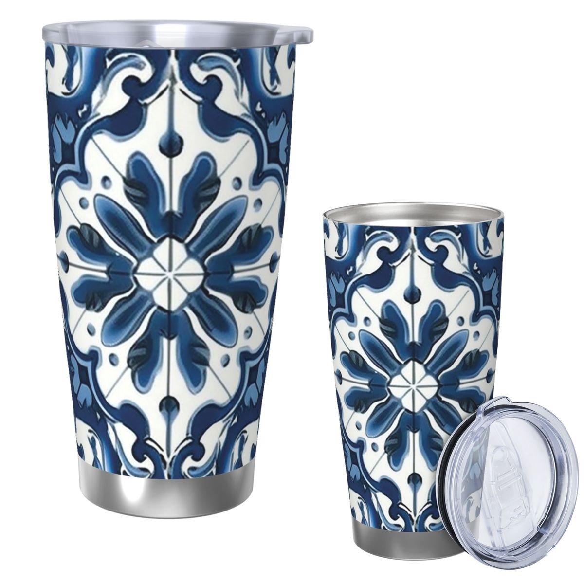 Blue And White Majolica Patter - مراجعة Tumbler 20Oz White وسعره