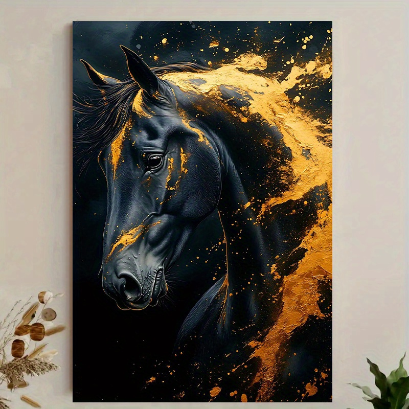 1pc Elegant Black Horse Canvas - مراجعة Canvas Wrap Ready وسعره