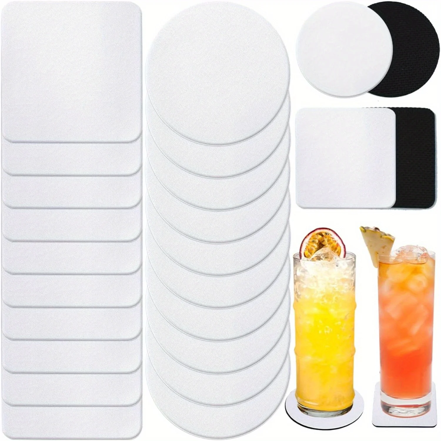 30/50 Pcs Square and Round Sub - مراجعة Coaster Sublimation Blank وسعره