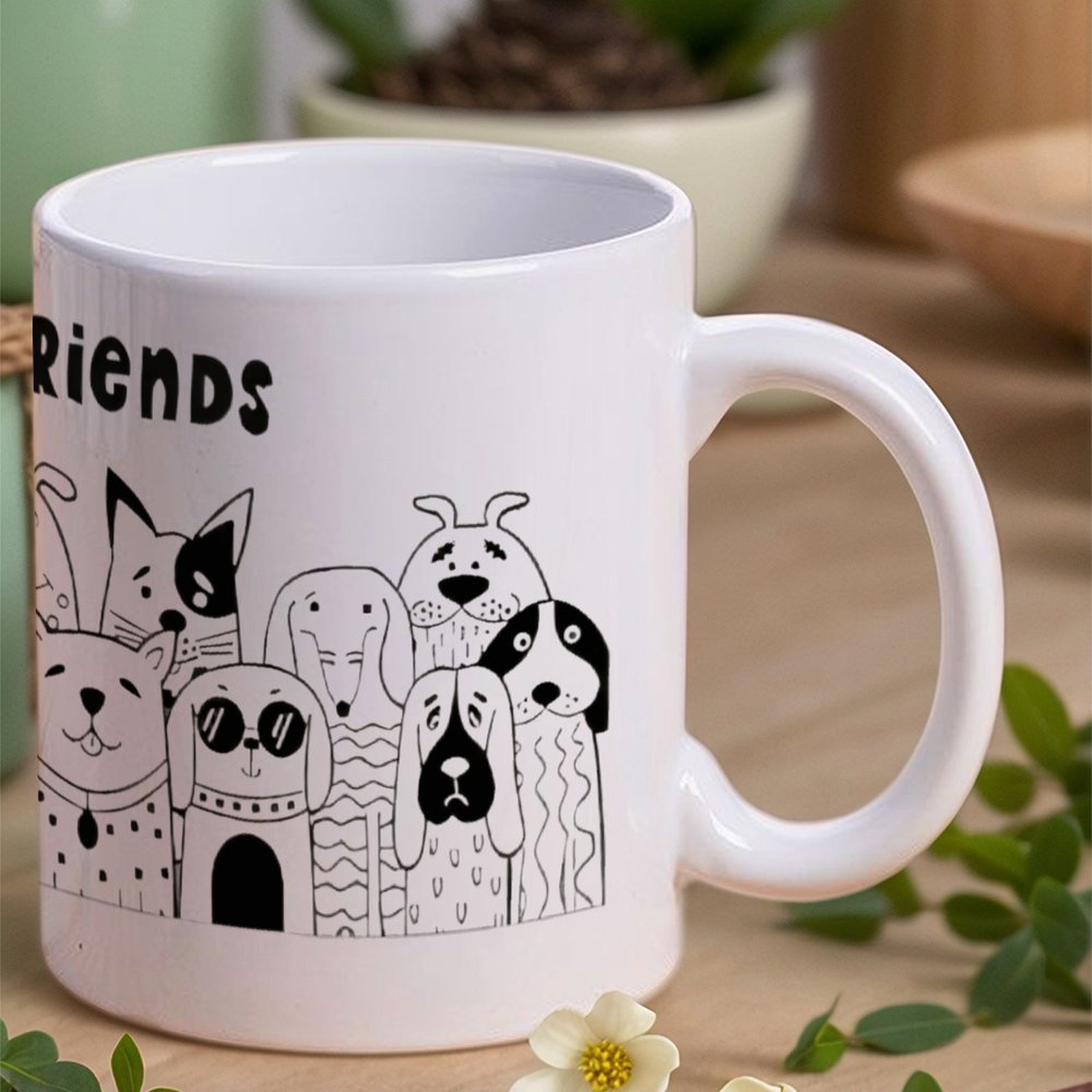 Illustration Of Dogs With The  - مراجعة Sublimation Mug White وسعره